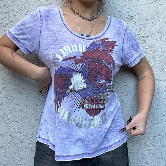 Y2k Nineties Sheer Harley-Davidson Top - Picture 9 of 10